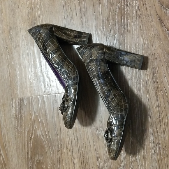 (8) Frankie & Dany Reptile Textured Heels Night Out Business Formal Chunky 90s - Picture 8 of 13